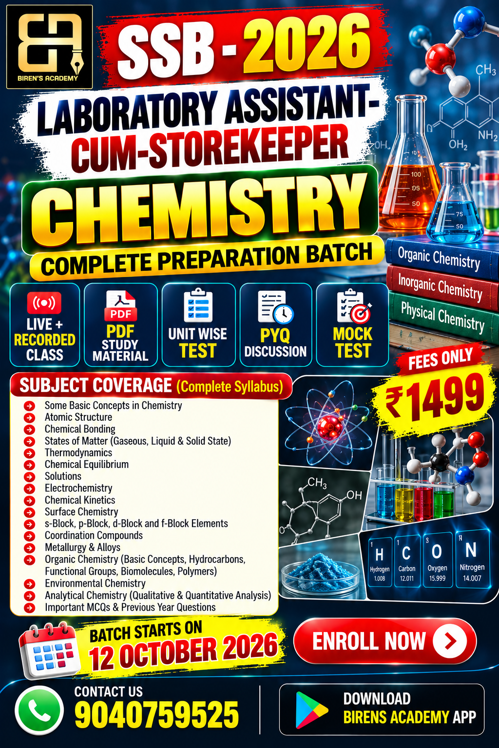 LABORATORY ASSISTANT-CUM-STOREKEEPER-CHEMISTRY