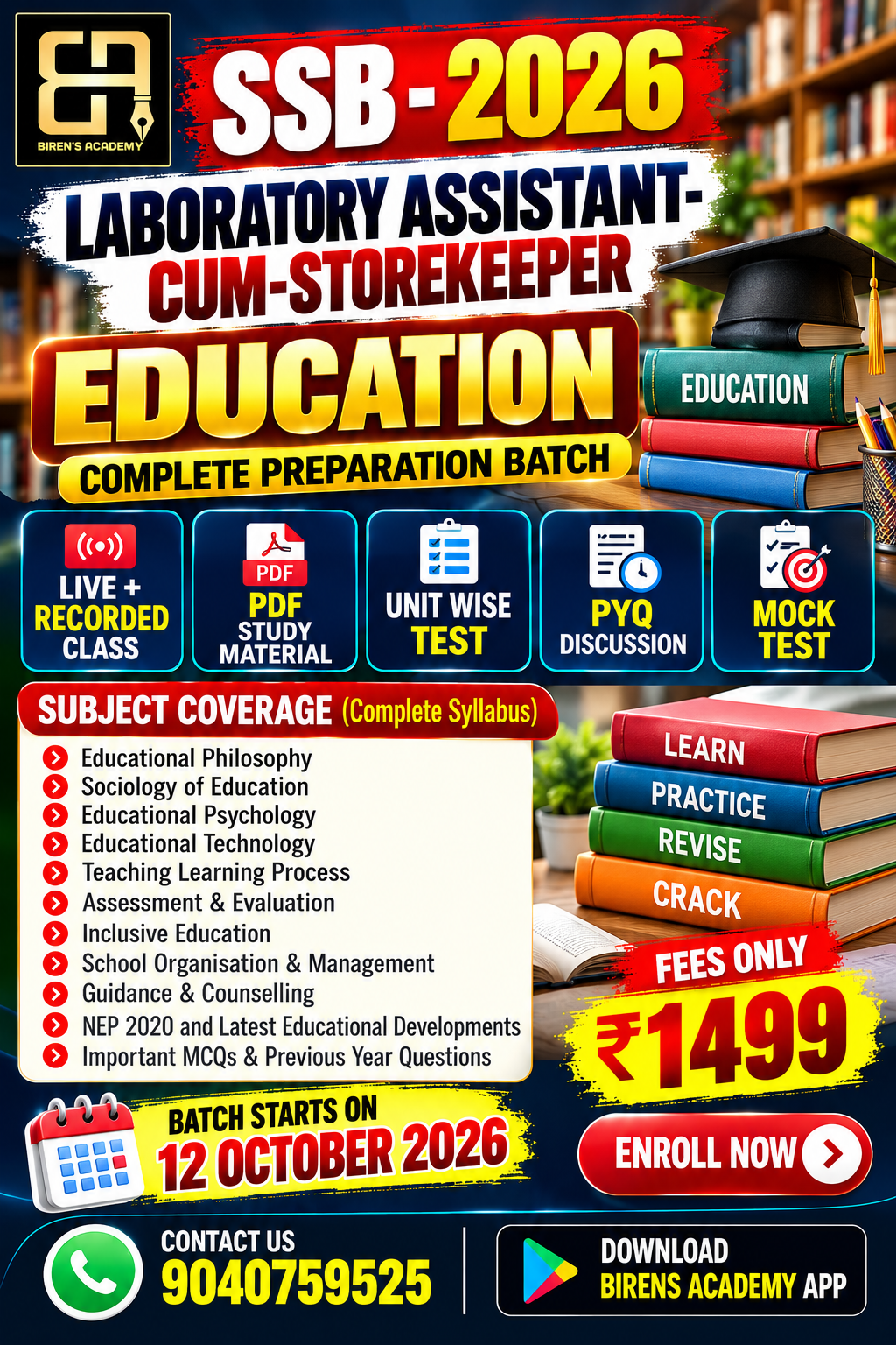 LABORATORY ASSISTANT-CUM-STOREKEEPER -EDUCATION