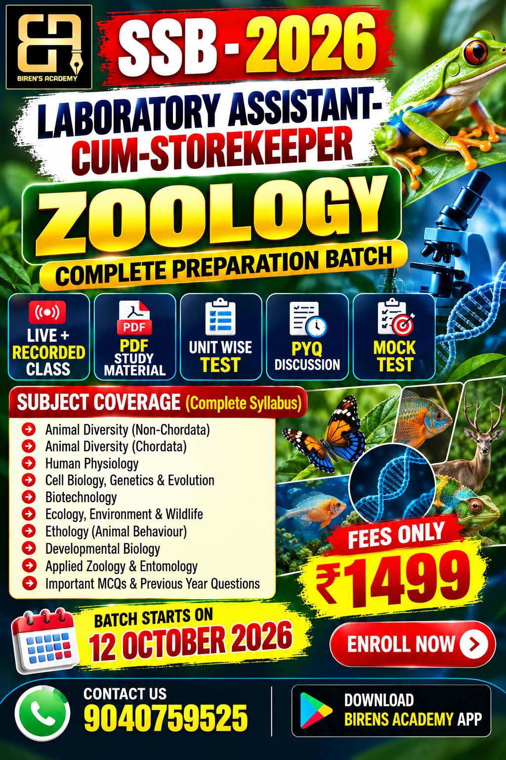 LABORATORY ASSISTANT-CUM-STOREKEEPER -ZOOLOGY